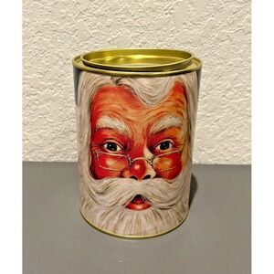 Vintage Santa Claus Tin Canister With Toys Christmas Holiday Decor